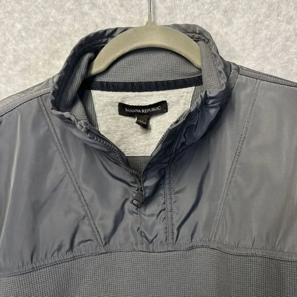 BANANA REPUBLIC 1/4 Zip Collared Gray Pullover Thermal Shirt Long Sleeve Mens XL